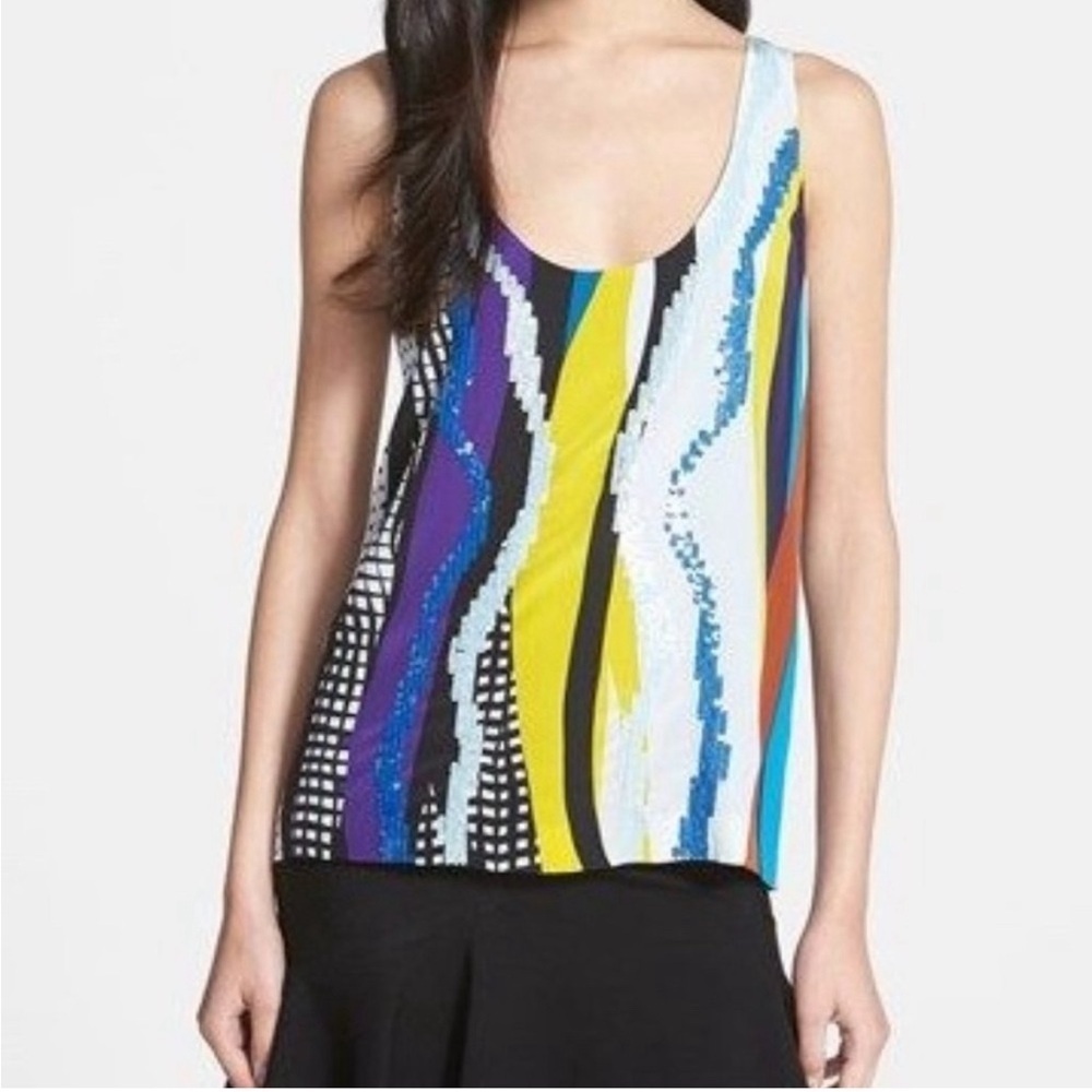 NWOT DVF Jackie Glass Patch Sequin blouse tank